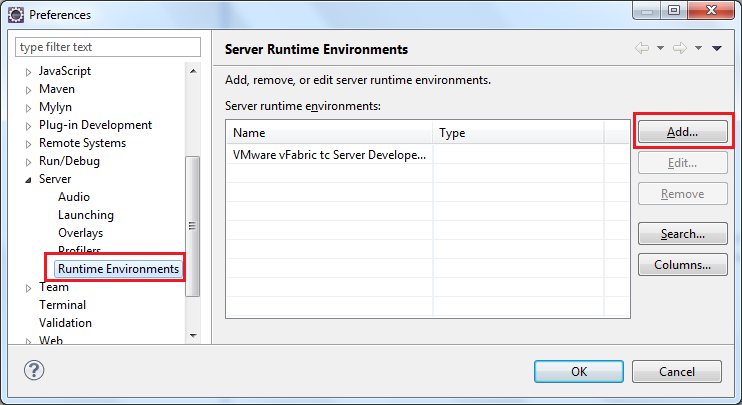 new server runtime environment eclipse for mac